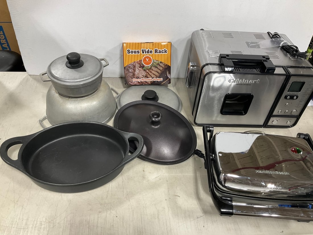 Hamilton Beach Panini Press, Cuisinart Convection Breadmaker, Various Pots, and more (1 of 1)