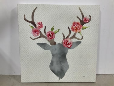 Deer Canvas Artwork Signed by Jess (20inx20in)