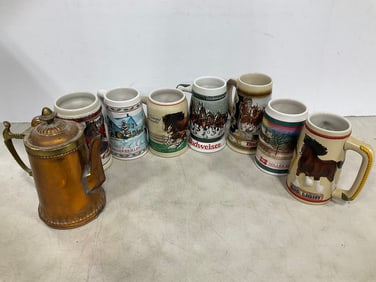 Various Beer Mugs (Budweiser, and more) Tallest - 9in