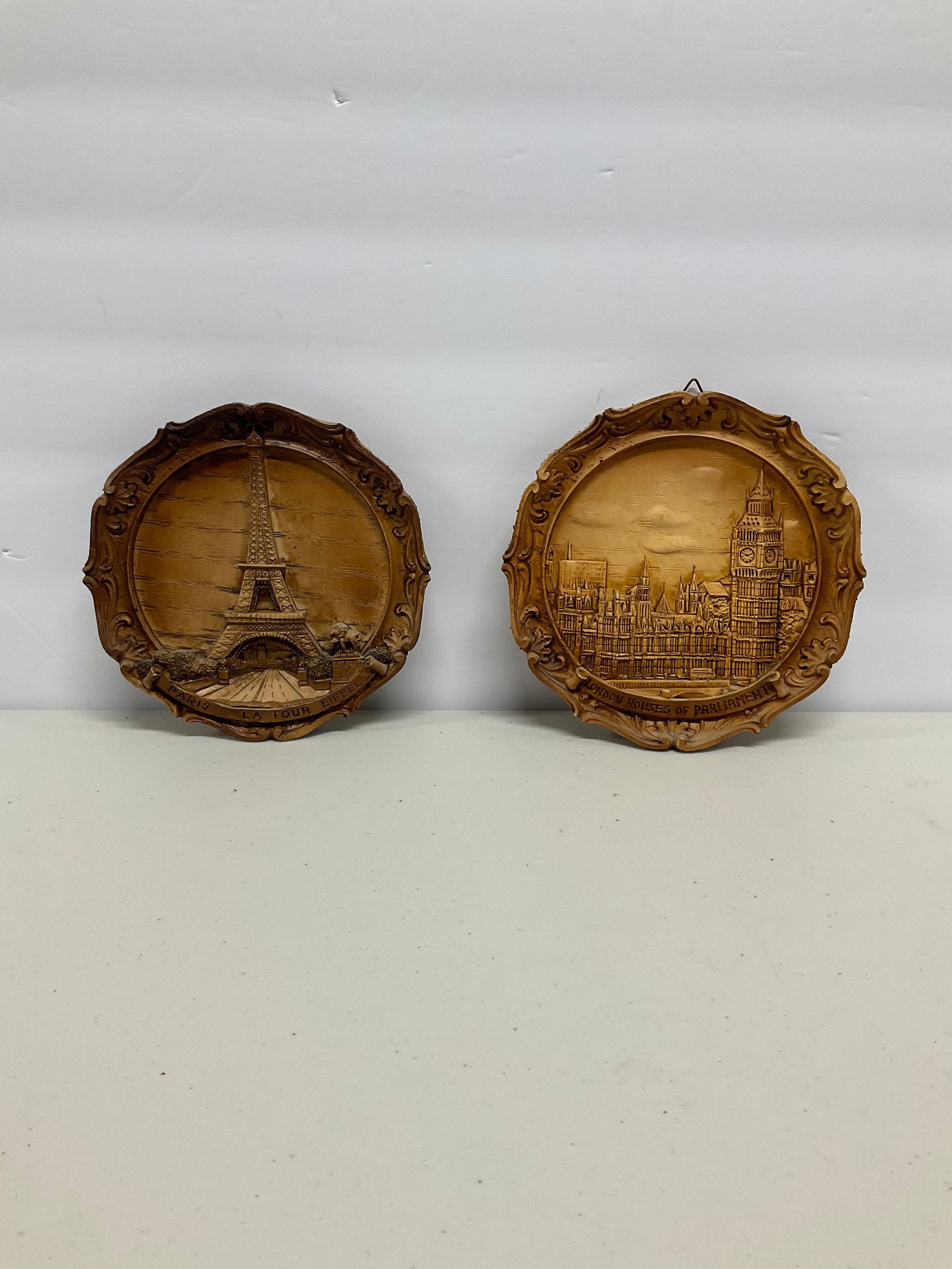 wooden european landmark wall hanging 6" long