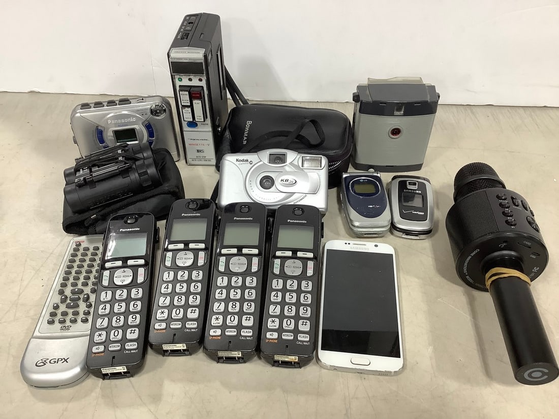 Various Cameras (Kodak, Panasonic, etc), Phones, Panasonic House Phone Set, Bushnell Binoculars, and (1 of 1)