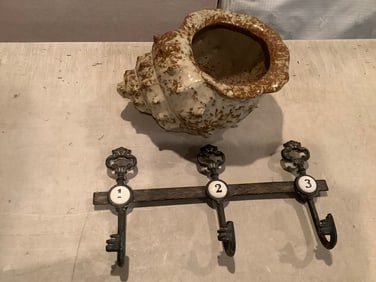 Wall hanging rack and shell decor