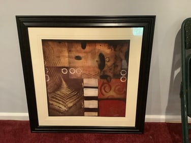 Framed and signed abstract art print(35.5in.x35.5in.)