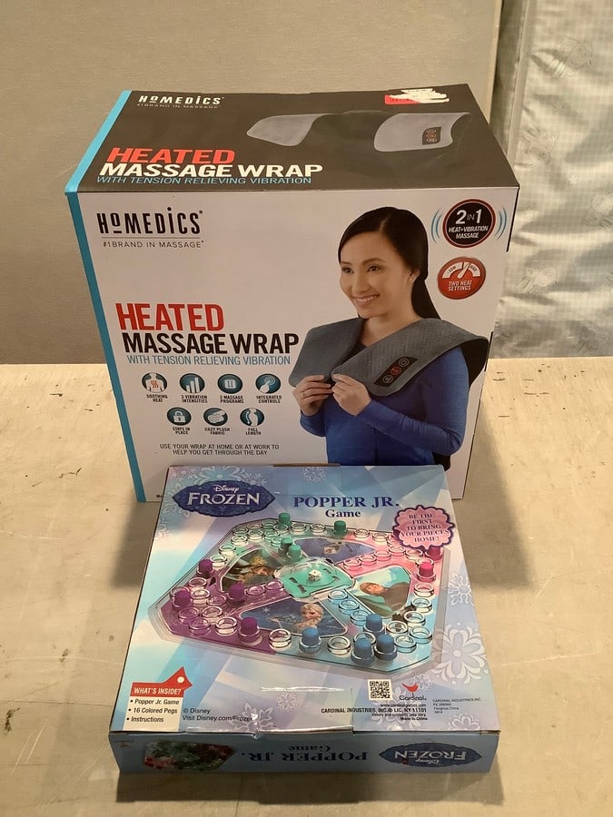 Homedics heated massage wrap and Disney Frozen popper Jr. game: Homedics heated massage wrap and Disney Frozen popper Jr. game