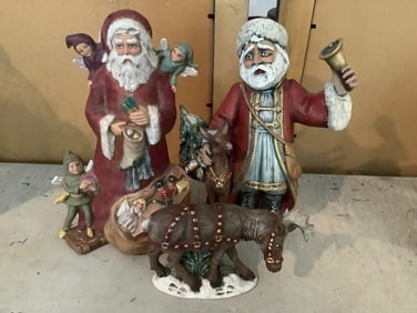 Various Christmas ceramics(9in.tallest)