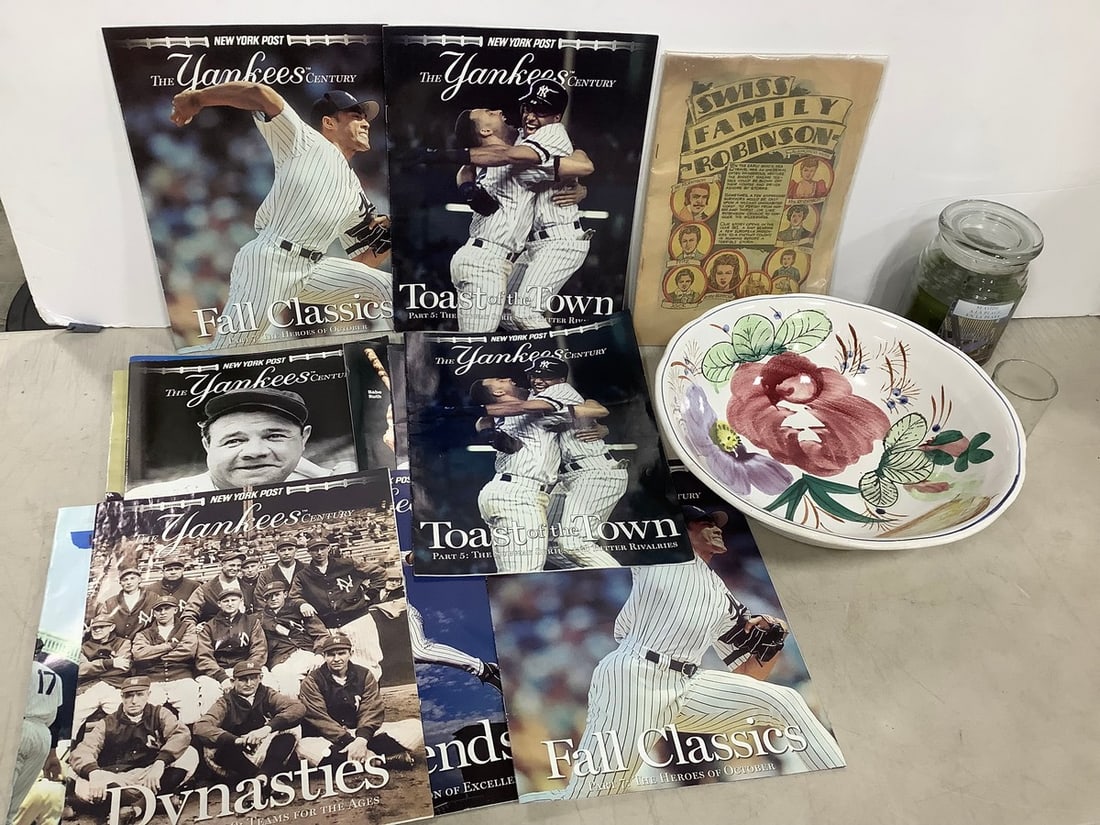 Handpainted Ceramic Bowl (3.5inx11in), Various Yankees NYP Magazines, and more (1 of 1)