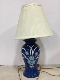 Floral theme ceramic lamp(24in.tall-shade damaged)