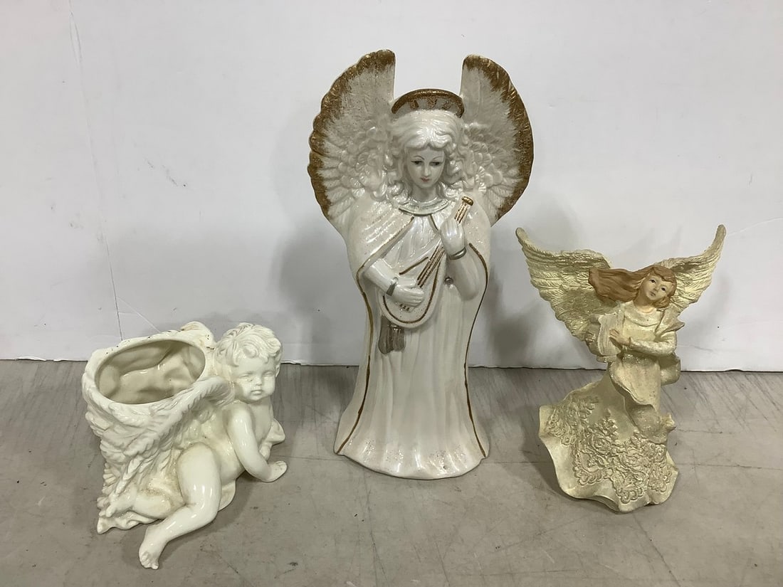 Various Ceramic Angel Decor (Tallest - 10.5in): Various Ceramic Angel Decor (Tallest - 10.5in)