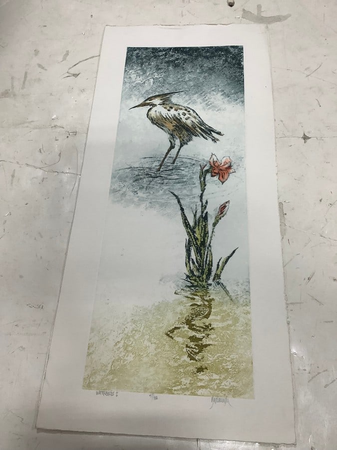 Waterbirds I Artwork - Signed (13inx28.5in): Waterbirds I Artwork - Signed (13inx28.5in)