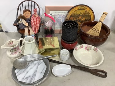 Small Lamp (10.5in), Staffordshire Bowl and Pitcher, Wall Decor, and more