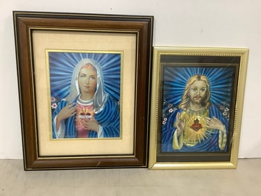 Framed Religious Artwork *one frame is cracked* (14inx17in)