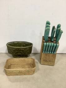 The Pioneer Woman Knife Set, Ceramic Planter (5.25inx9in), and more