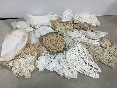 Various Crochet Doilies and Linen
