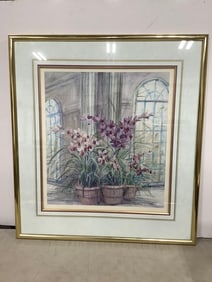 Framed and Signed Floral Artwork (28.5inx31in)