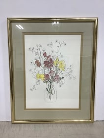 Framed and Signed Floral Artwork (17inx21in)