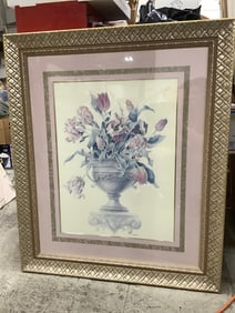 Framed Floral Artwork Signed by Carer Heine (34inx40in)