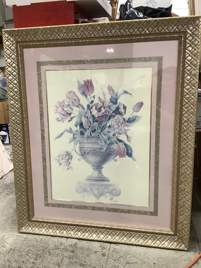 Framed Floral Artwork Signed by Carer Heine (34inx40in) (1 of 1)