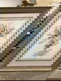 Framed floral print with signature(34in.x40in.)