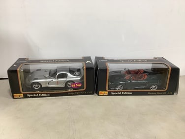 Special edition Maisto Mustang March III and Dodge Vipet GTS collectible model cars in box