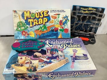 Various board games/electronic games(Time Warp Challenge, Electronic Enchanted Palace, Whirl Dance