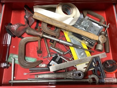 5in. Steel hasp, hammer, clamps ,and more