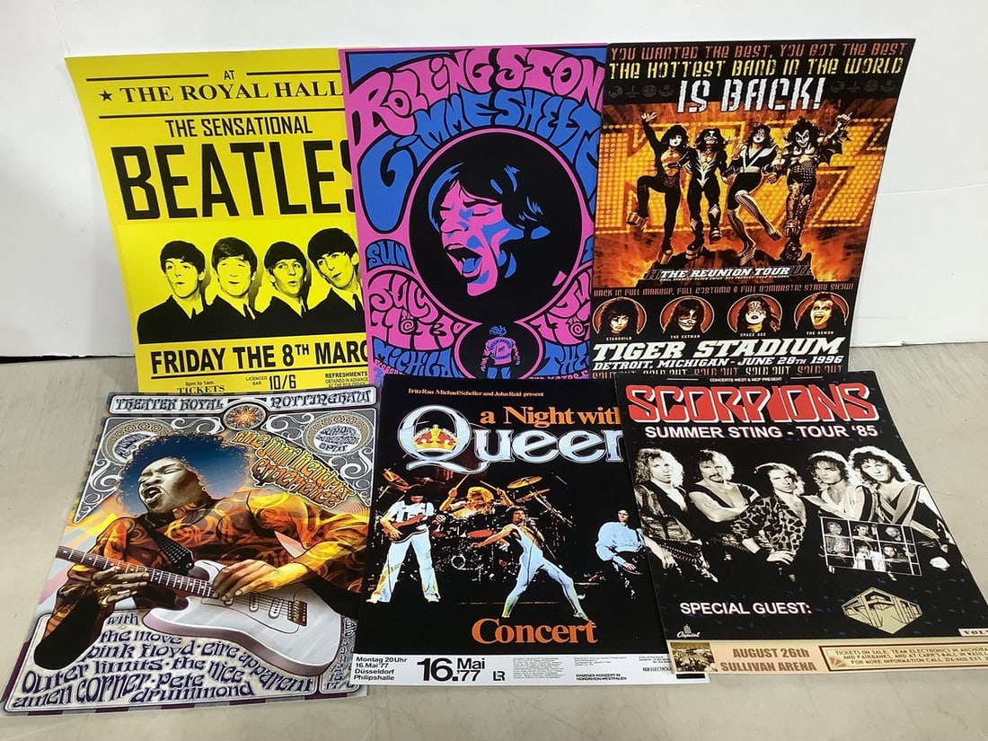 Rock concert repo card stock poster lot(The Rolling stones, Scorpions, Queen, and more) (1 of 1)