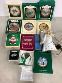 Various Hallmark Ornaments and Tree Topper *head is broken*