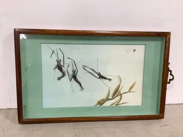 Framed Oriental Shrimp Artwork (10inx16in)