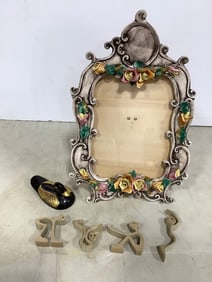 Porcelain frame(11in.x17in.) and other decor