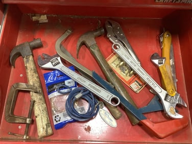 Various tools./supplies(wrenches, hammers, and more)