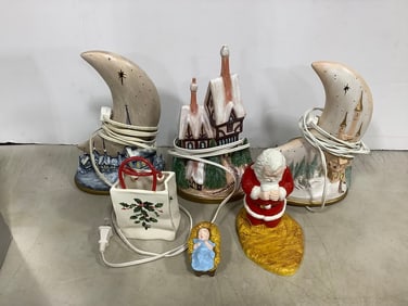 Various light up decor(tallest 10.5in.-slightly chipped)