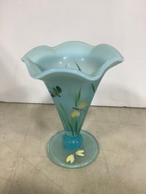 Handpainted vase signed and painted by Sue Jackson(7.75in.tall)