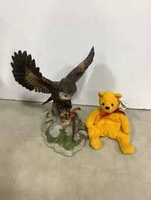 Winnie the Pooh beanie babie doll and Eagle statue(9.5in.tall)