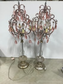 MCM opal glass lamps(set of 2-34in.tall)