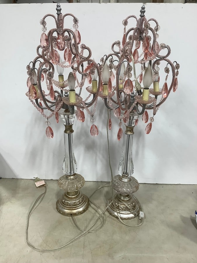 MCM opal glass lamps(set of 2-34in.tall): MCM opal glass lamps(set of 2-34in.tall)