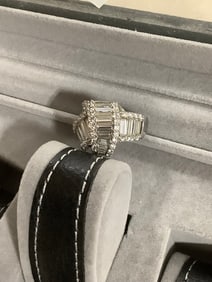 Sterling silver diamond chip mens ring