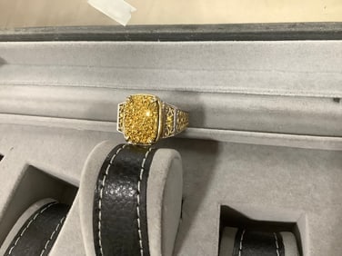 Sterling silver amber mens ring