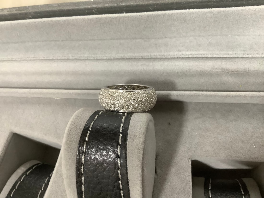 Sterling silver mens ring diamond chip (1 of 1)