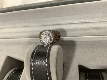 Sterling silver mens ring diamond chip