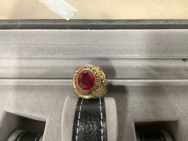 Sterling silver Ruby Army mens ring