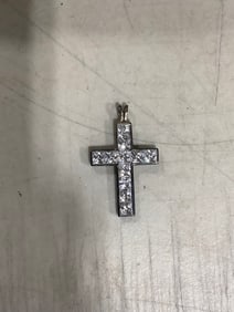 Sterling silver loaded with clear stone cross