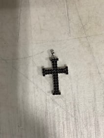 Sterling silver and diamond chip cross