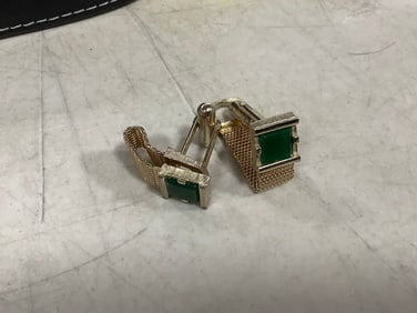 Jade stone cuff links