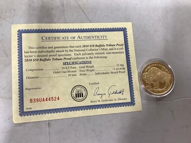 2010 Buffalo Tribute Proof with COA