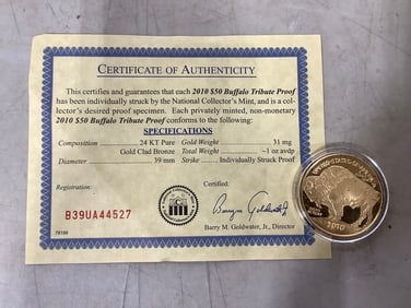 2010 Buffalo Tribute Proof with COA