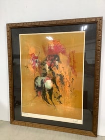 Framed artwork signed Hoi(23.5in.x27.5in.)