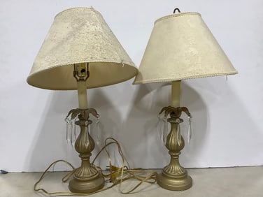 Vintage Lamps with Crystals (24.5in Tall)