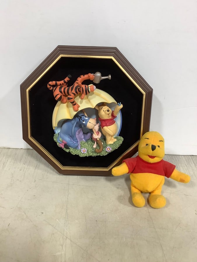 Winnie the Pooh doll and framed wall decor(11in.x11in.): Winnie the Pooh doll and framed wall decor(11in.x11in.)