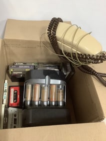 Coin sorter, vintage phone, and various casette tapes(Madonna, Michael Jackson, and more)