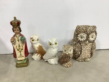 Shell statues and ceramic statues(9in.tallest)